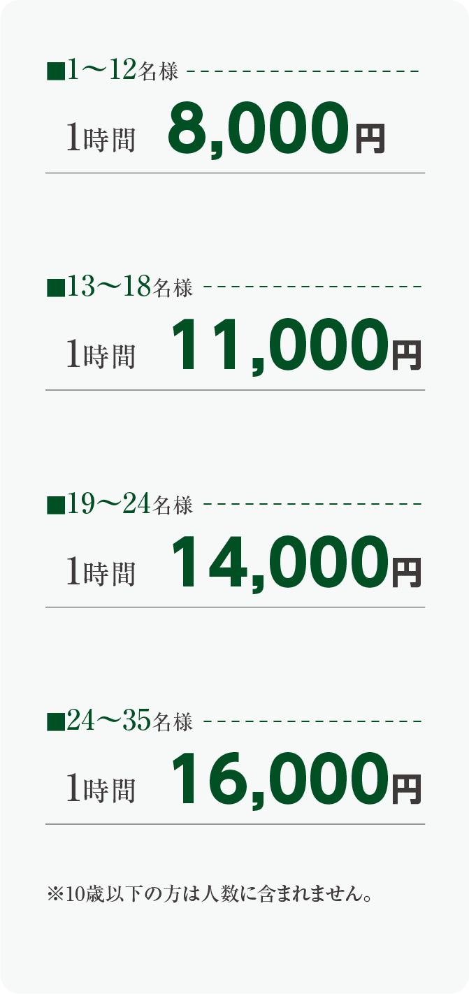 1時間7,700円※3時間利用から　近日サウナプラン公開